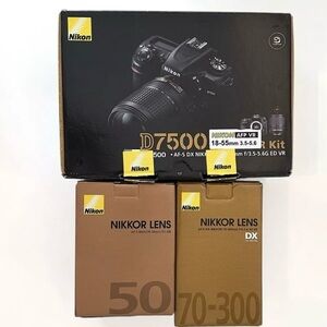 Nikon D 7500 With 50 mm Prime Lens, 18-55 VRLens, 70-300mm Lens